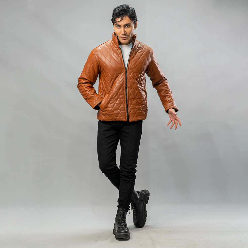 کاپشن چرم مدل 4030 قهوه ای