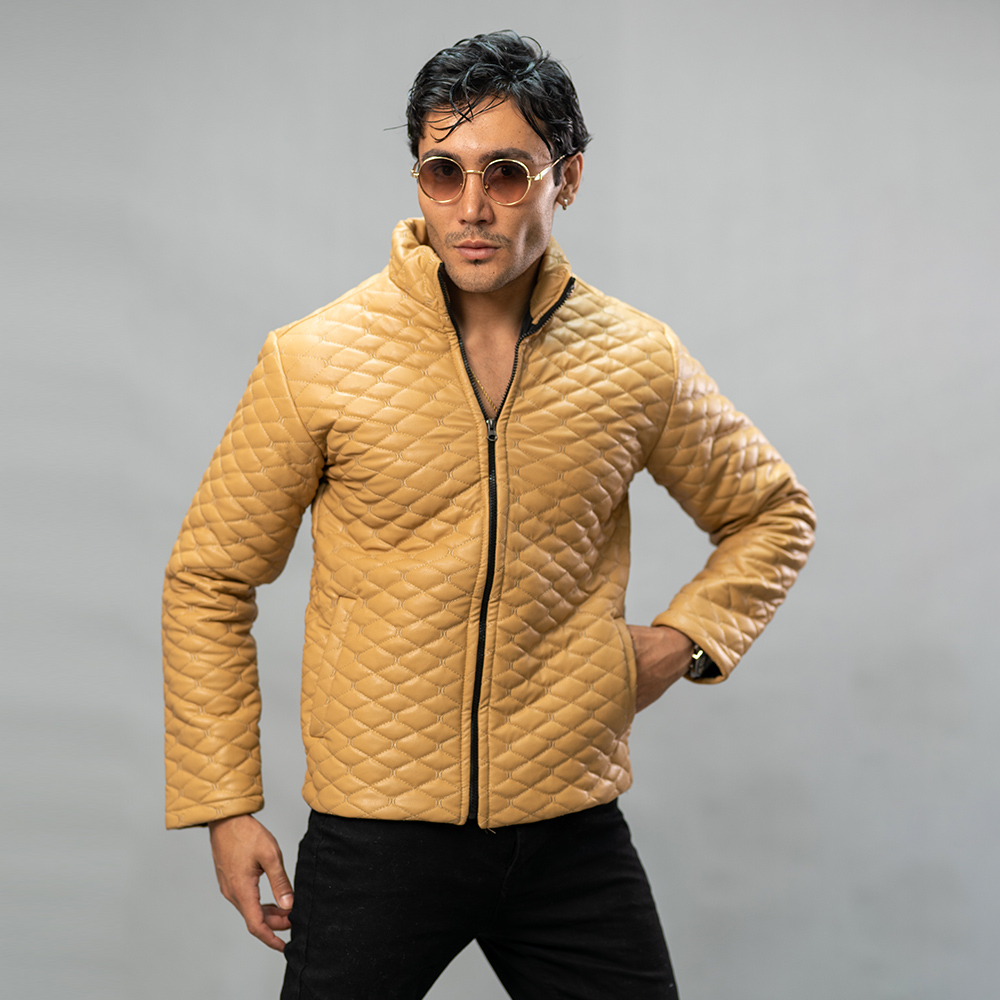 کاپشن چرم مدل سیسیل نسکافه ای