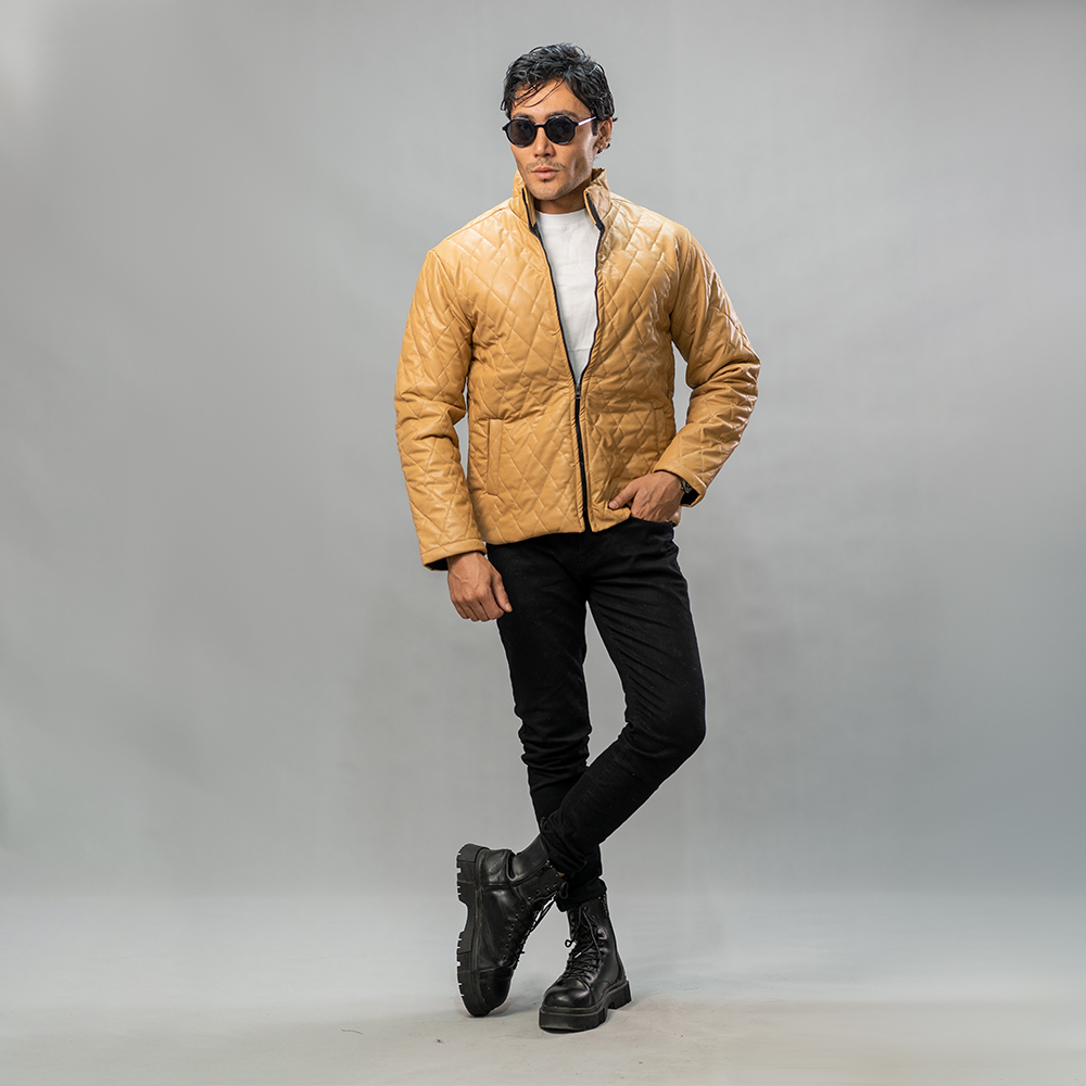 کاپشن چرم مدل 4030 نسکافه ای