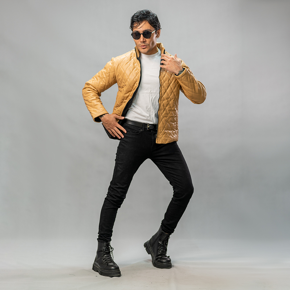 کاپشن چرم مدل 4030 نسکافه ای